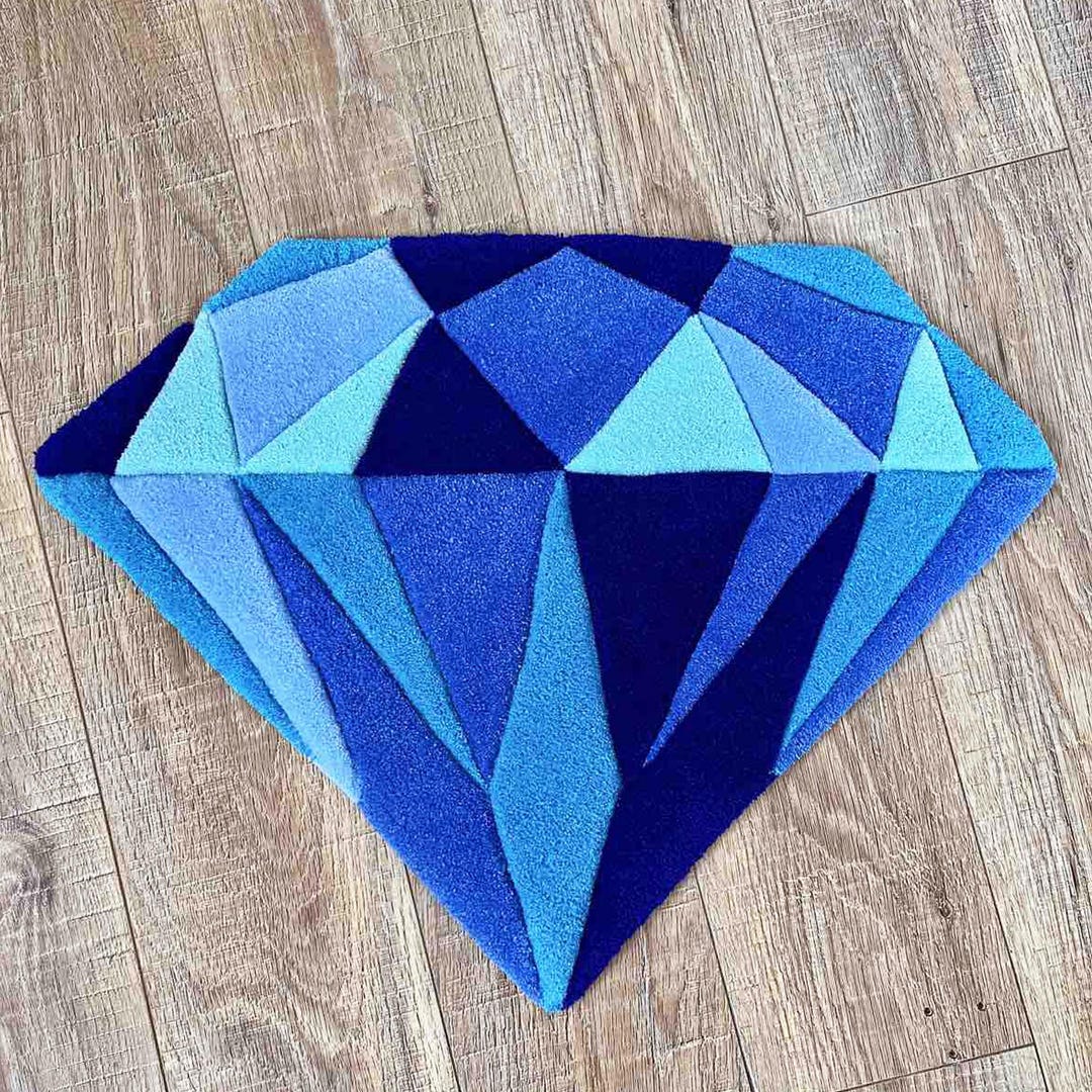 Diamond Tufted Rug: 3D Geometric Blue Decor (22x27 Inches) - Etsy