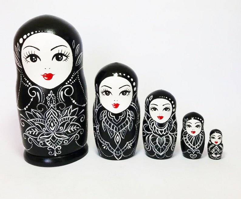black and white nesting dolls