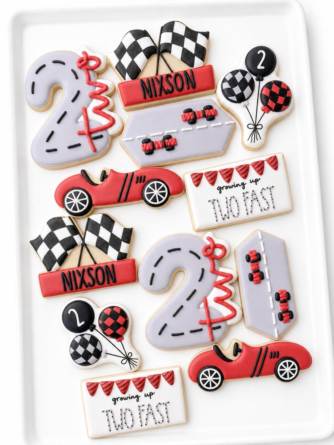 Custom Cookies Two Fast Two Fast Racecar 2nd Birthday (12 Cookies) - Etsy