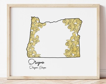 Oregon Grape Watercolor Print: Botanical State Flower Art (8x10)