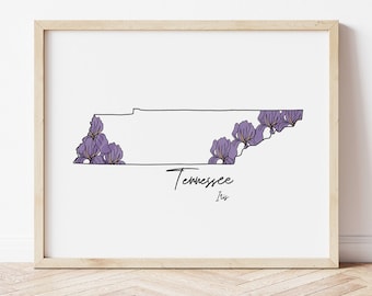 Tennessee Iris Watercolor Print: State Flower Art (8x10)