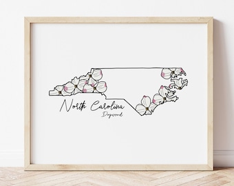 Dogwood Flower Print: North Carolina State Art, Botanical Watercolor (8x10)