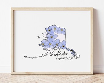 Alaska State Flower Print, Watercolor Print, Botanical Print, Housewarming Gift, State Print, Alaska Print, Gift for everyone, Holiday Gift