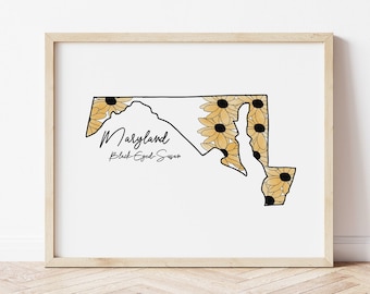 Black-Eyed Susan Watercolor Print: Maryland State Flower Art (Digital Download 8x10)