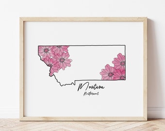 Montana Bitterroot Flower Print: Watercolor State Art (8x10)