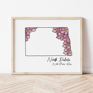 North Dakota State Flower Print, North Dakota Print, State Print, 8x10 Print, Watercolor Print, Botanical Print, Wall Art, Home Decor