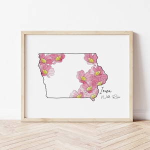 Iowa State Flower Print, Wild Rose Print, Flower Print, Iowa State, Botanical Print, Watercolor Print, 8x10 Print, Holiday Gift, Wall Art