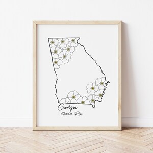 Georgia State Flower Print, State Flower, Georgia print, Botanical Print, Wall Art, Home Decor, Holiday Gift, Watercolor Print