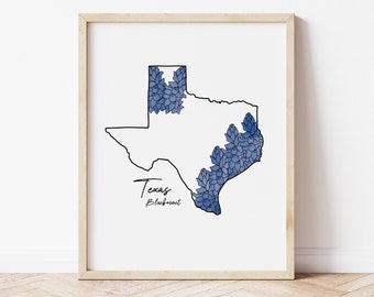 Bluebonnet Texas State Flower Watercolor Art Print (8x10)