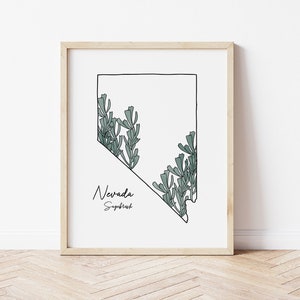 Nevada State Flower Print, Sagebrush Print, State Print, Nevada Print, Watercolor Print, 8x10 Print, Botanical Print, Holiday Gift