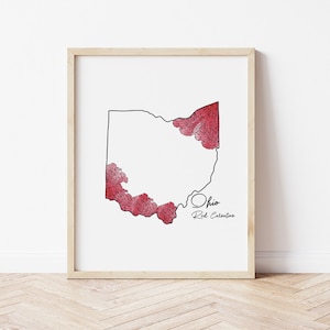 Ohio State Flower Print, Ohio State, Wall Art, Ohio Print, 8x10 Print, Watercolor Print, Holiday Gift, Home Decor, Botanical Print