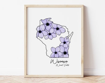 Stampa Wisconsin Wood Violet: acquerello botanico (8x10)