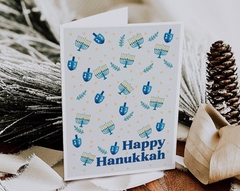 Happy Hanukkah Card, Greeting Card, Hanukkah Card, Holiday Card, Pack of Holiday Cards, 8 Days of Hanukkah, Gift for everyone, Blank Card