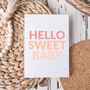 Hola dulce tarjeta de bebé, tarjeta en blanco, tarjeta para la nueva mamá, tarjeta de la ducha del bebé, tarjeta para ella, tarjeta para los nuevos padres, tarjeta de felicitación, tarjeta para papá