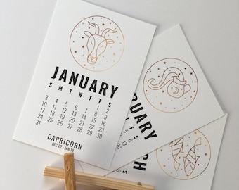 2027 Zodiac Sign Desk Calendar with Easel