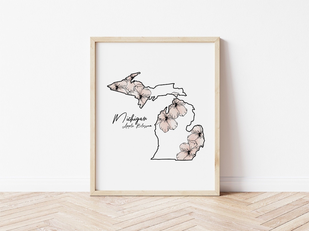 Michigan Apple Blossom Print: State Flower Watercolor Art (8x10) - Etsy