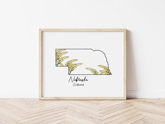 Nebraska State Flower Print Goldenrod Print State Print | Etsy