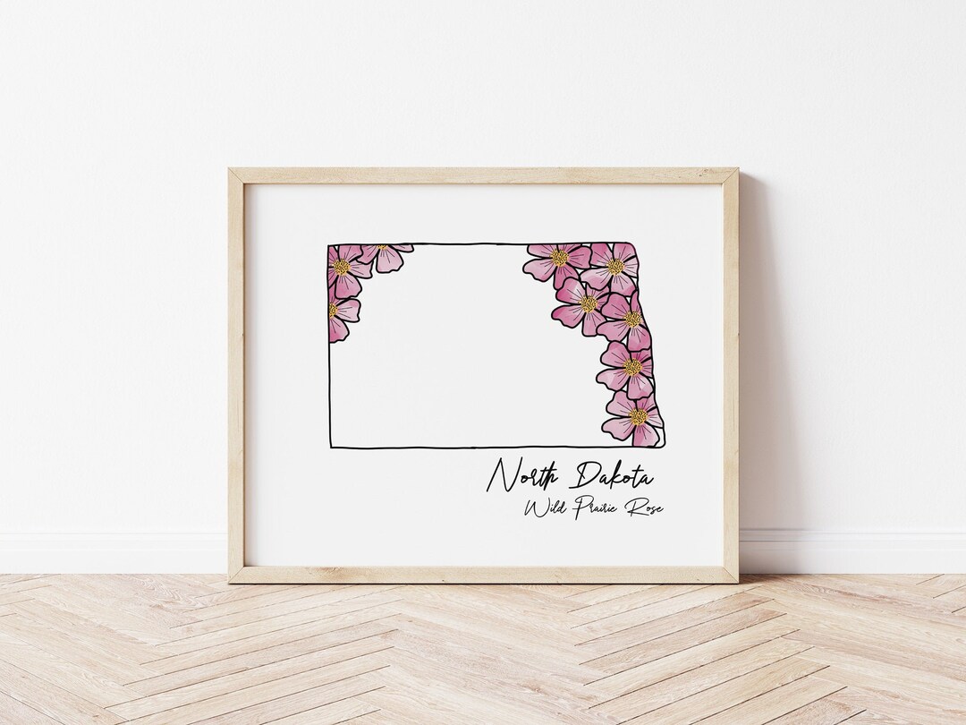 North Dakota State Flower Print: Wild Prairie Rose Watercolor (digital ...