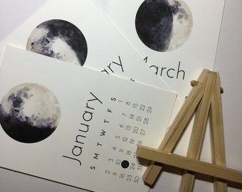 2027 Moon Phase Desk Calendar, Calendar with Stand, 2025 Calendar, Desk Calendar, Gift for her, Gift for him, Moon gift, Calendar Refill