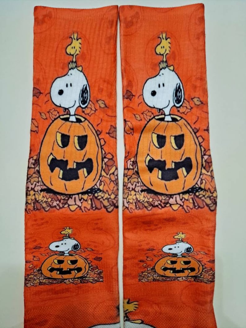 Halloween Peanuts custom crew socks image 1