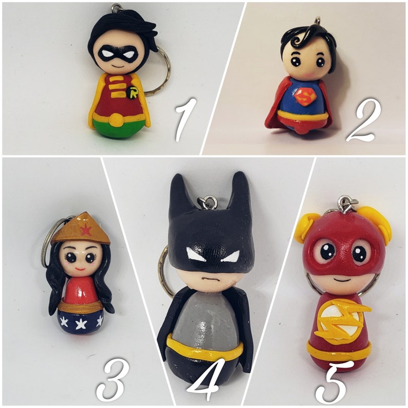 Marvel & DC Inspired Polymer Clay Keychain superheroes Etsy
