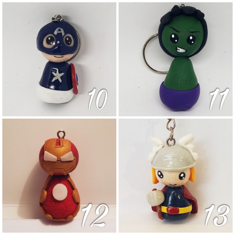 Marvel & DC Inspired Polymer Clay Keychain superheroes Etsy