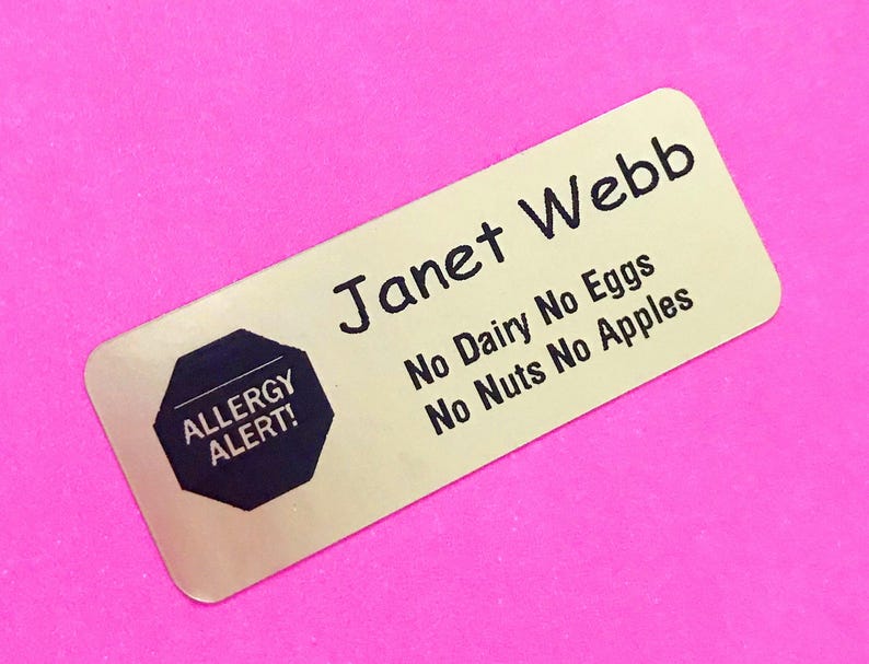 Food Allergy Peel and Stick Labels Allergy Multiple Labels Allergy Personalized Waterproof Dishwasher safe, Allergy Labels Custom