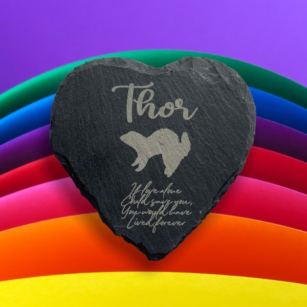 Pet memorial slate marker, rainbow bridge