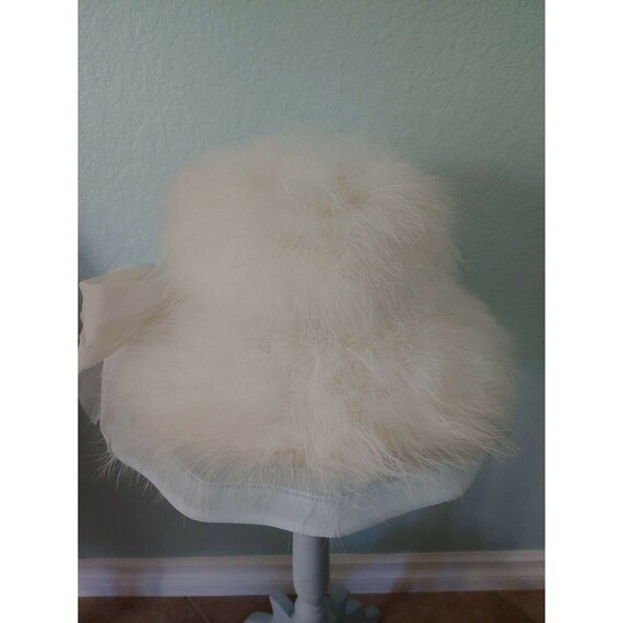 Vintage 1950s white feathers Straw Hat Beach Marab