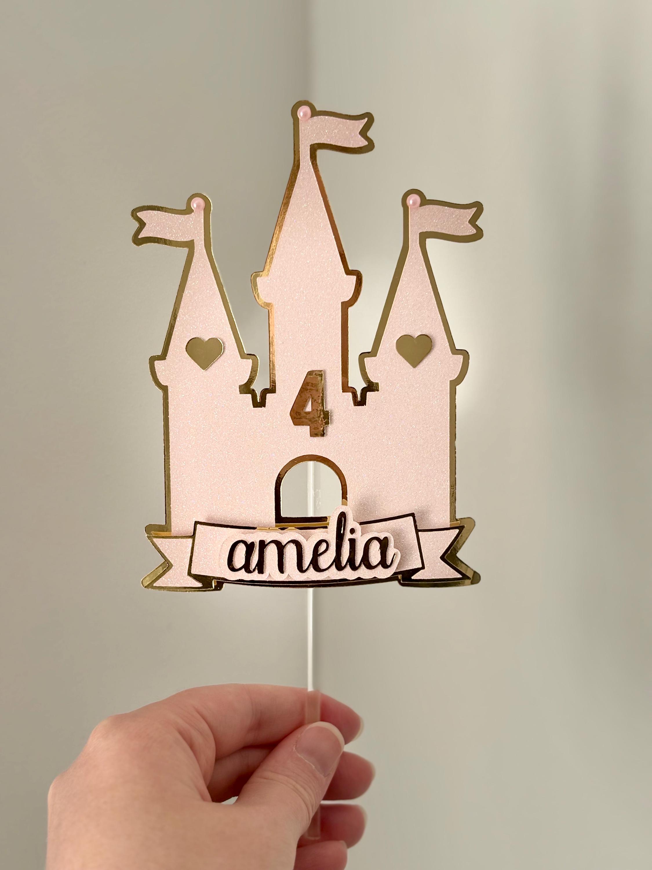 Personalised Princess Castle Cake Topper | Custom Name, Age | Pink ...