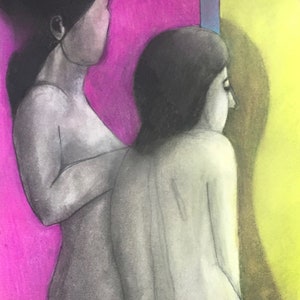 5290 Two women. Original pastel artwork.