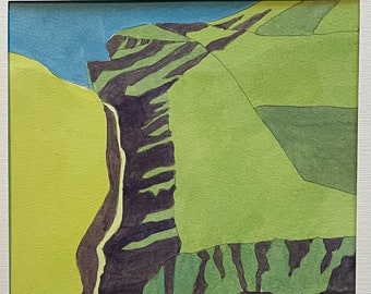 2427 An original guache painting: landscape from above