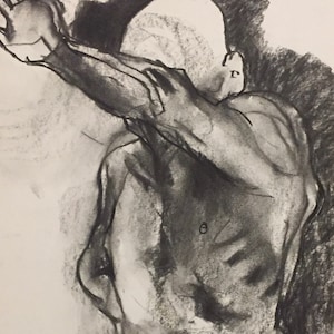 4247 stop.........   Een originele houtskool tekening van een Defiant man