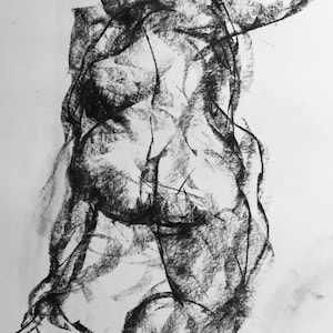 3245.1  Naked female in compressed charcoal. Original art