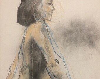 4931 Original artwork, nude in charcoal and pastel