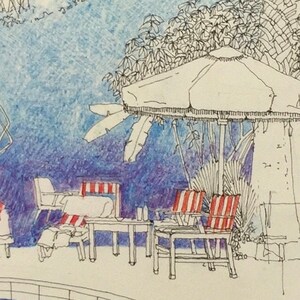 6350  Original artwork: summer holiday sketch