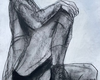 3796 Original artwork. Figure in charcoal