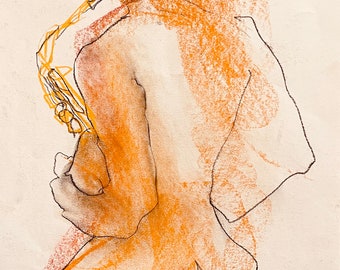 5013 Original art: woman with saxophone