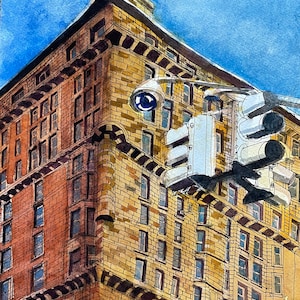1467 Original watercolour art: New York Traffic Lights
