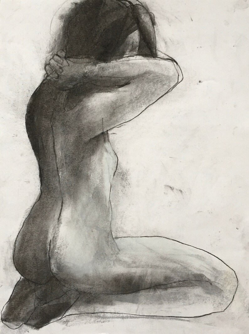 Female nude. 6130 original charcoal artwork