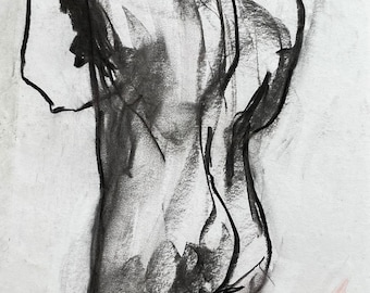 1855 Original charcoal art: Tall man