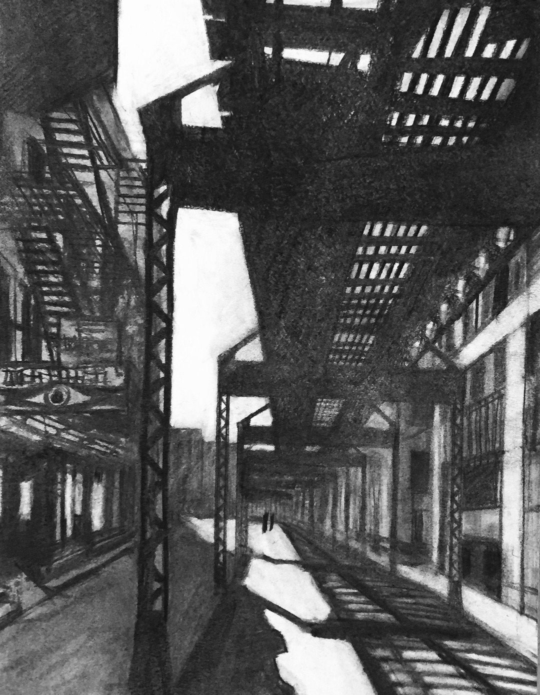 5716 Original Charcoal Art. Chicago Railway. - Etsy
