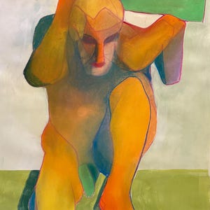 8057 Dibujo original al pastel: hombre con guitarra