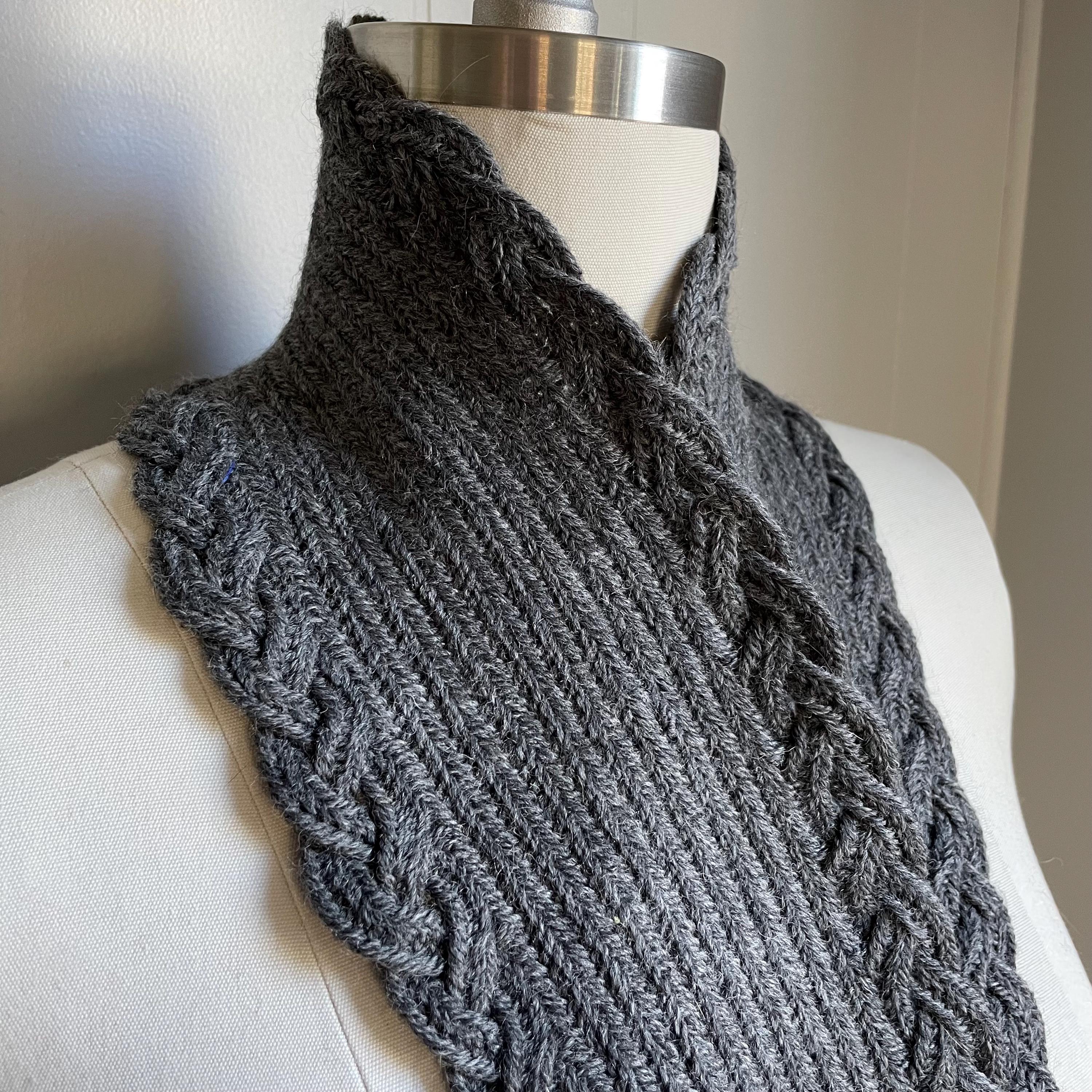 Nalbound/Naalbinding Infinity Scarf Slate Braid Edge Wool Scarf