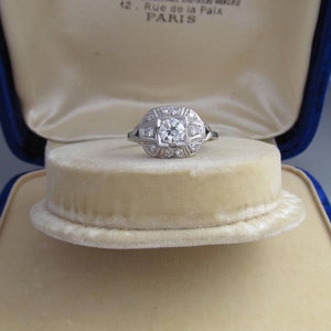 Platinum Diamond Engagement Ring - Vintage Ring - Art Deco - .45 Ct Diamond