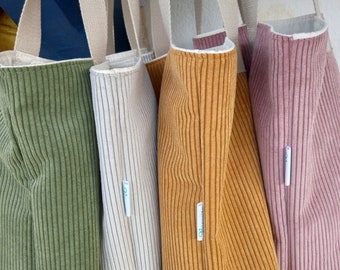 Pretty tote bags in corduroy and cotton. Milia-Loka Biarritz.