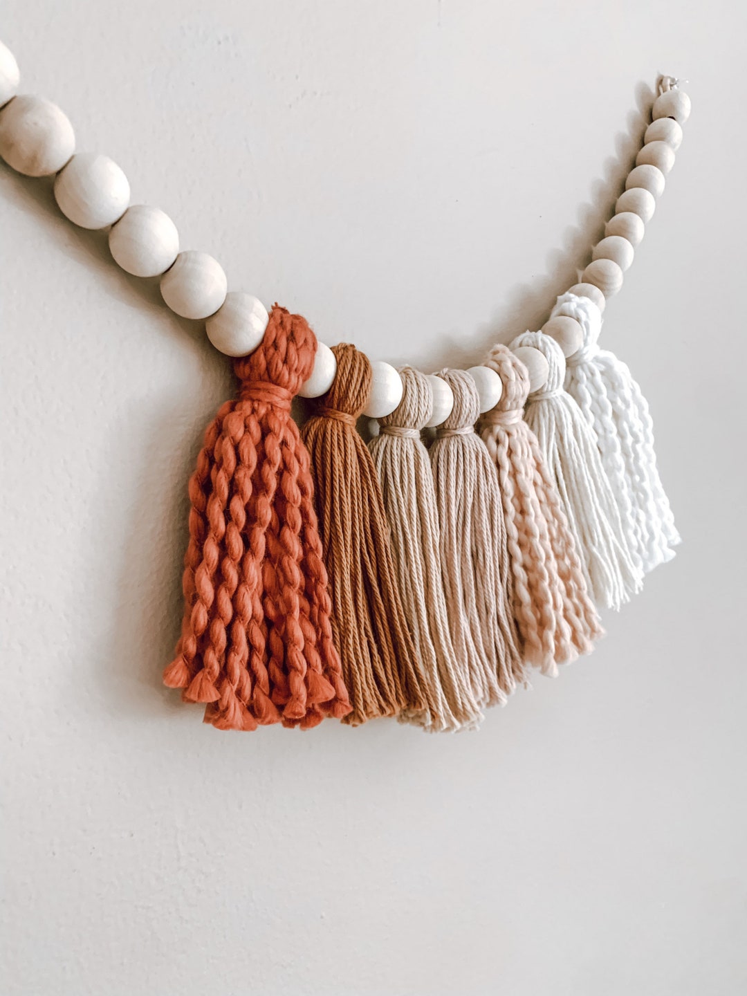Blush Neutral Tassel Garland Wooden Beads Rainbow Tassel Etsy