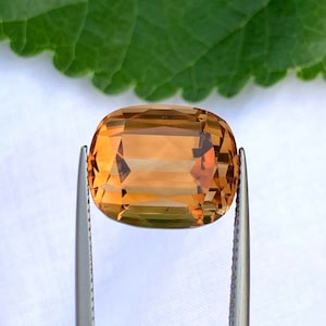 Topaz Gemstone for sale, Faceted Step Cushion Cut Gemstone for Jewelry making, November Birthstone Champagne Color Topaz Gemstone - 15.75 CT