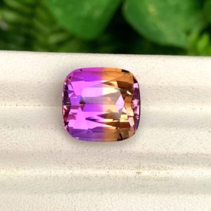 Natural Bolivian Ametrine Gemstone For Jewelry Making , Cushion Shape Ametrine Gemstone , 12.80 CT
