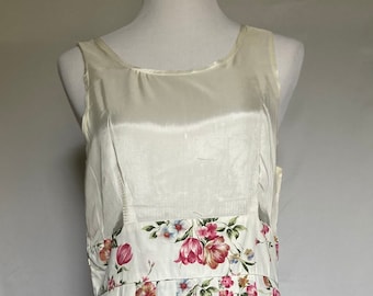 1990s Dress, Vintage Floral Dress, White Dress, 1990s Style, Sunday Best, Sleeveless Dress, Size Large Dress, Vintage Dress, Vintage Fashion